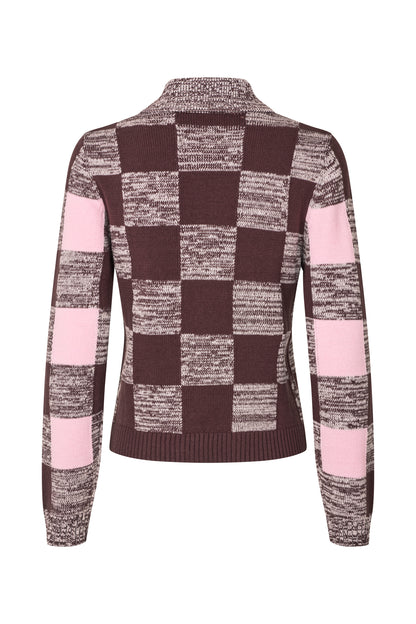 2386 Cotton Mix, Mix Stripe Polo Collar Sweater