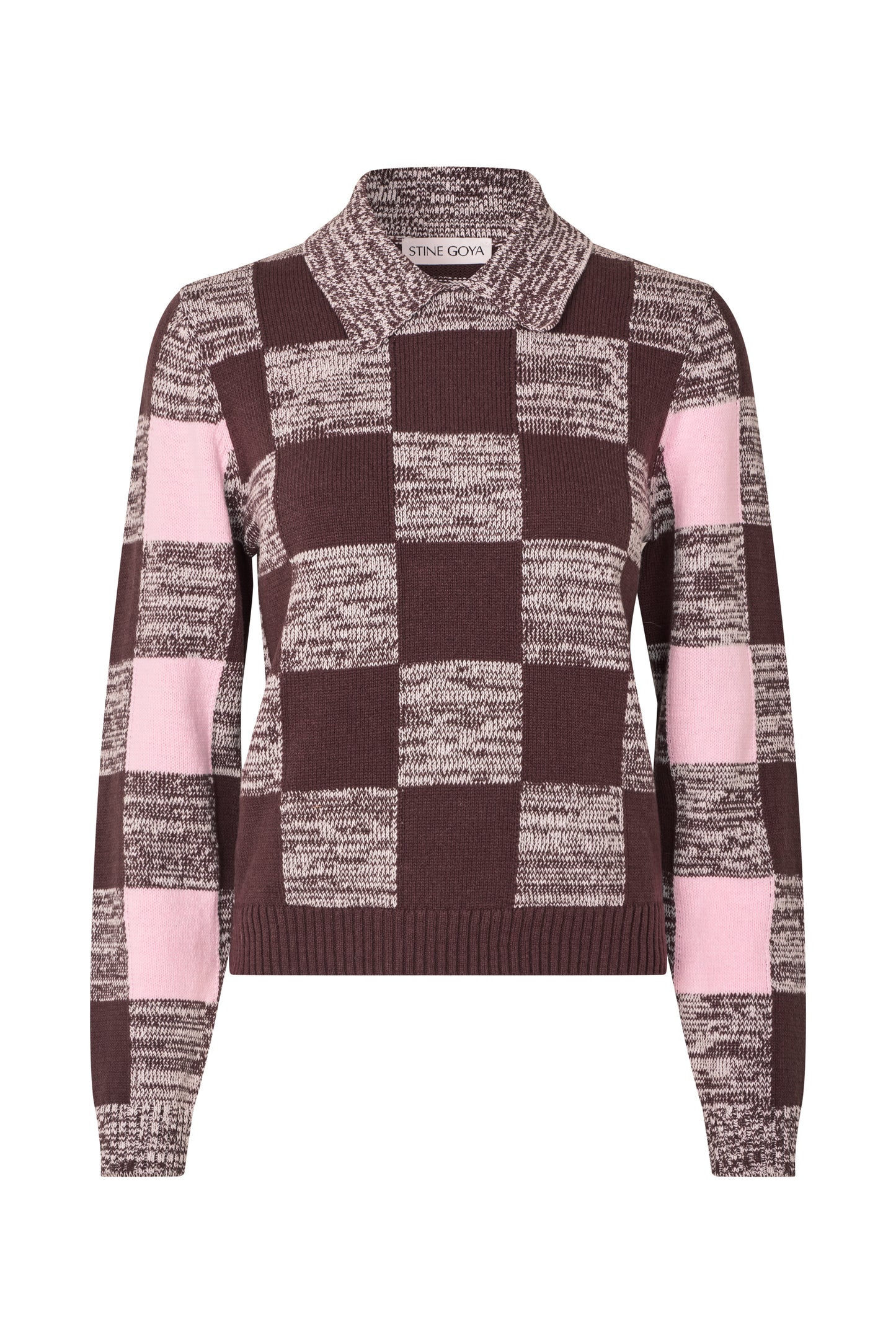 2386 Cotton Mix, Mix Stripe Polo Collar Sweater