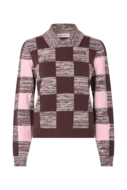2386 Cotton Mix, Mix Stripe Polo Collar Sweater