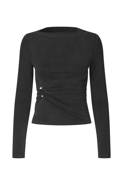 2554 Cupro Jersey, Boatneck Draped Top