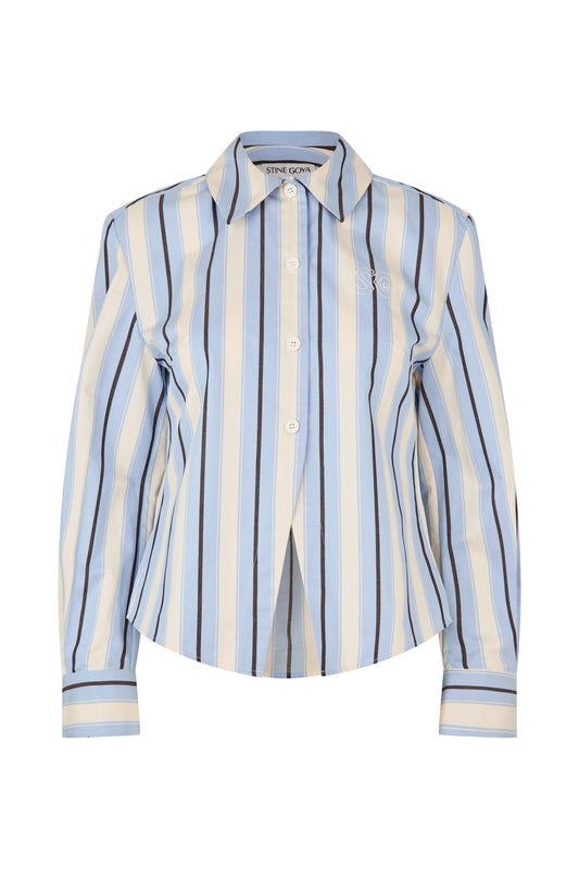 2529 Heavy Stripe Cotton, Sharp Hem Boxy Shirt