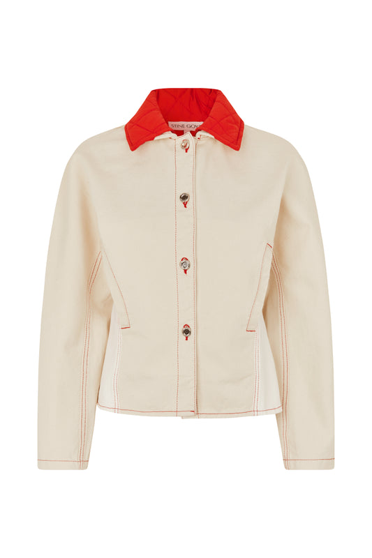 Double Rinse Denim, Peplum Collar Jacket