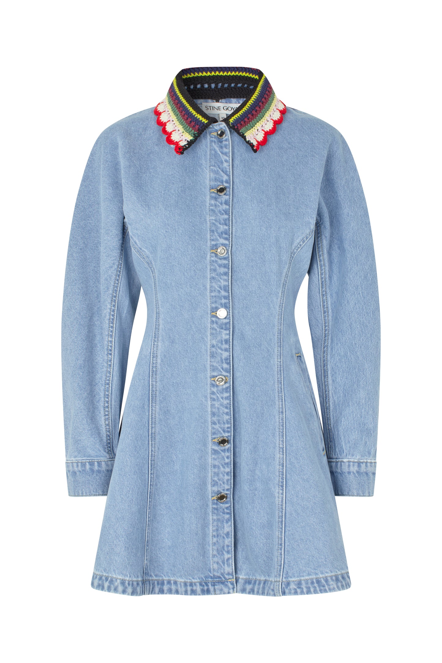2453 Double Rinse Denim, Collared Coat Mini Dress