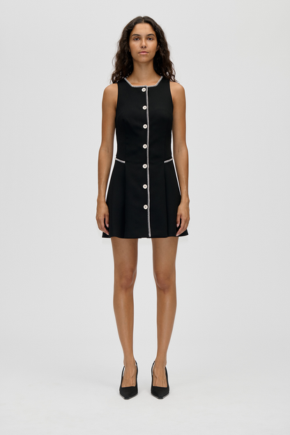 2360 Structured Crepe, Sleeveless Button-Up Mini Dress