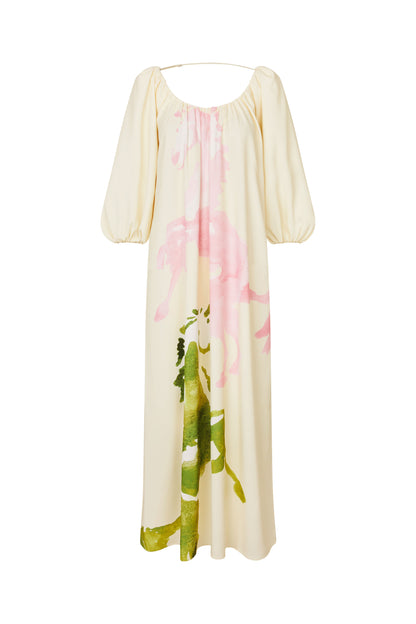 2395 Heavy Crepe, Romantic Voluminous Sleeve Dress