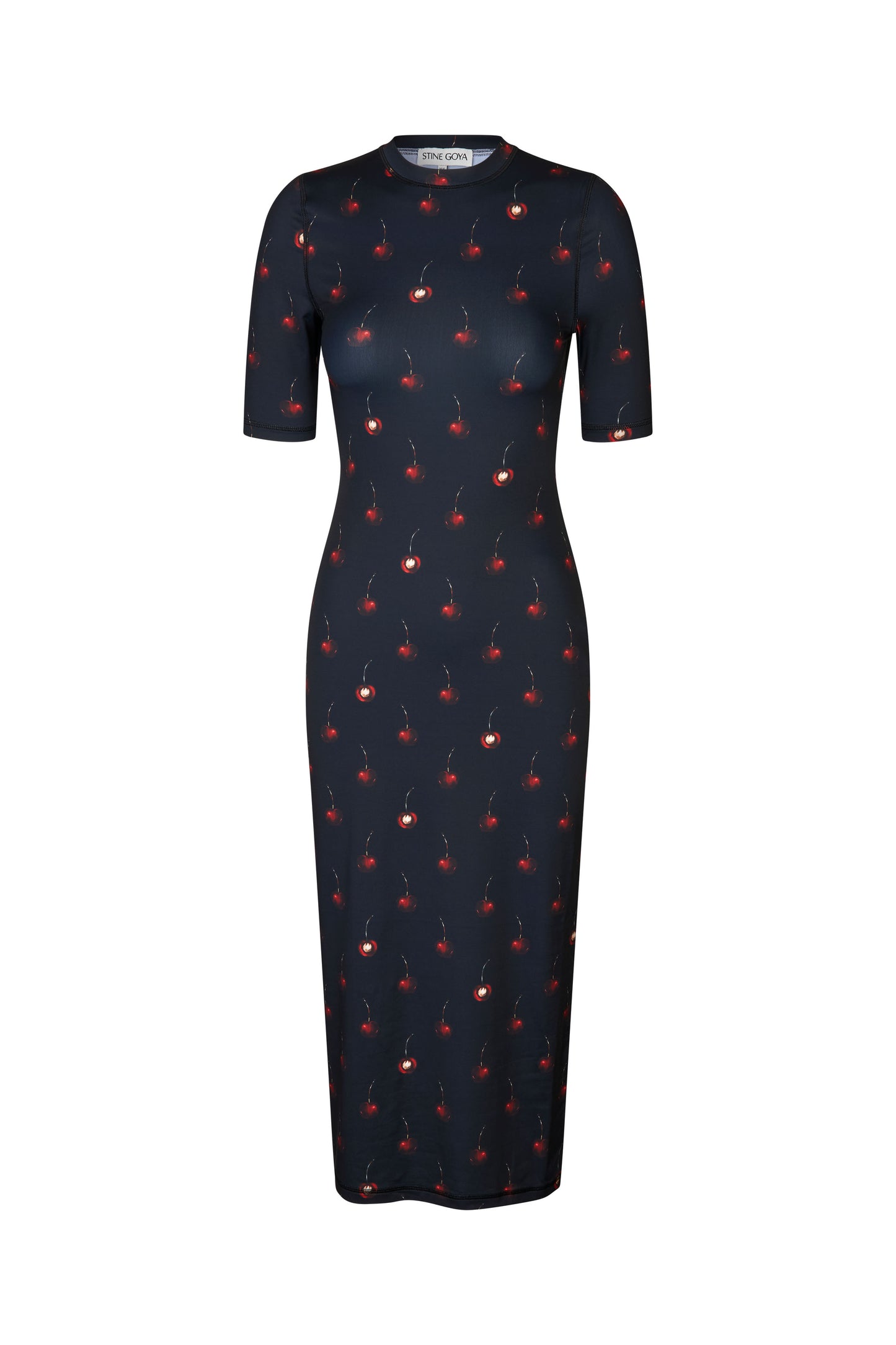 2244 Stocking Jersey, Short Sleeve Crewneck Midi Dress