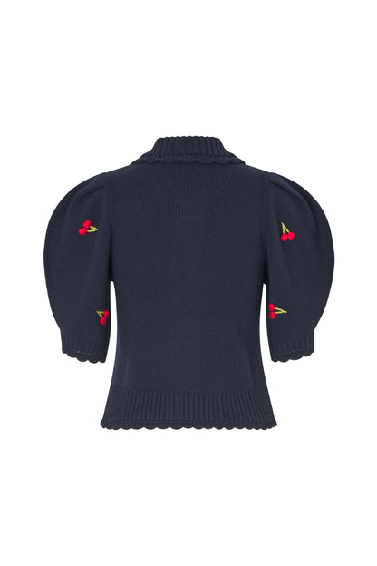2359 Midweight Wool, Bobble Knit Polo Cardigan