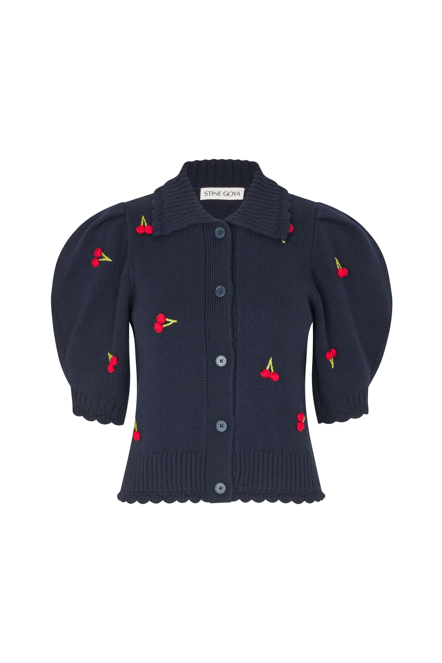 2359 Midweight Wool, Bobble Knit Polo Cardigan