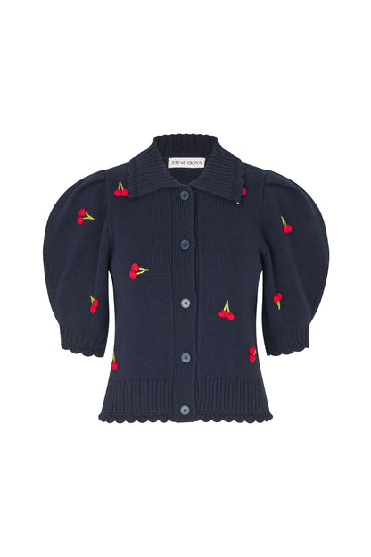 2359 Midweight Wool, Bobble Knit Polo Cardigan