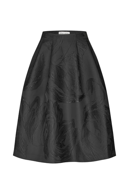 2269 Woven Jacquard, Voluminous Midi Skirt