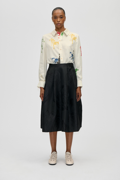 2269 Woven Jacquard, Voluminous Midi Skirt