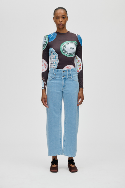 2244 Stocking Jersey, Elastic Long Sleeve Top