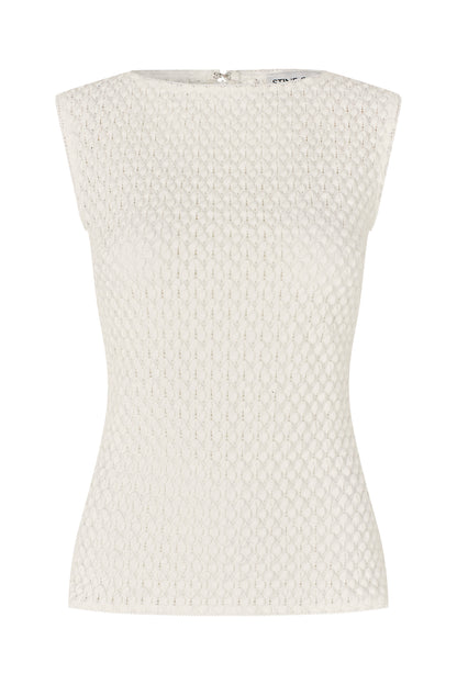 2479 Crochet Lace, Boatneck Tank Top