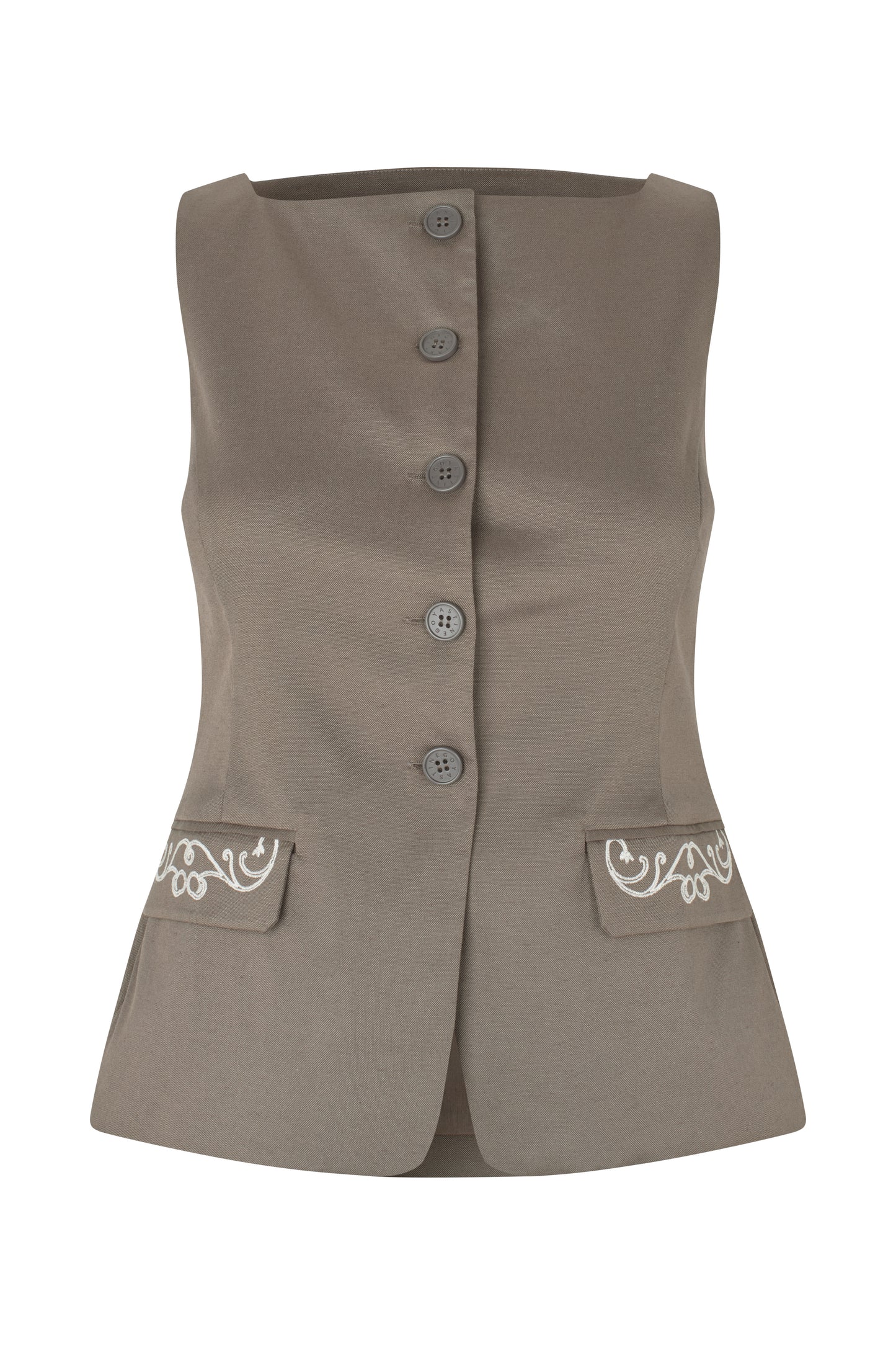 2492 Embroidered Canvas, Tailored Tank Vest