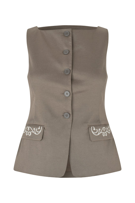 2492 Embroidered Canvas, Tailored Tank Vest