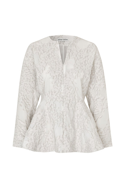 2493 Textured Fil Coupe, Flared Hem Zip-Up Top