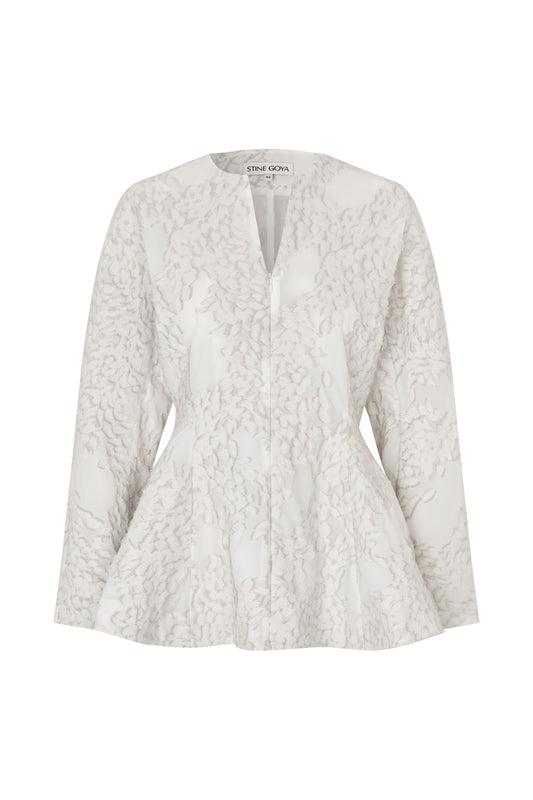 2493 Textured Fil Coupe, Flared Hem Zip-Up Top