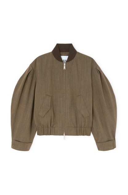 Light Wool Melange Bomber Jacket