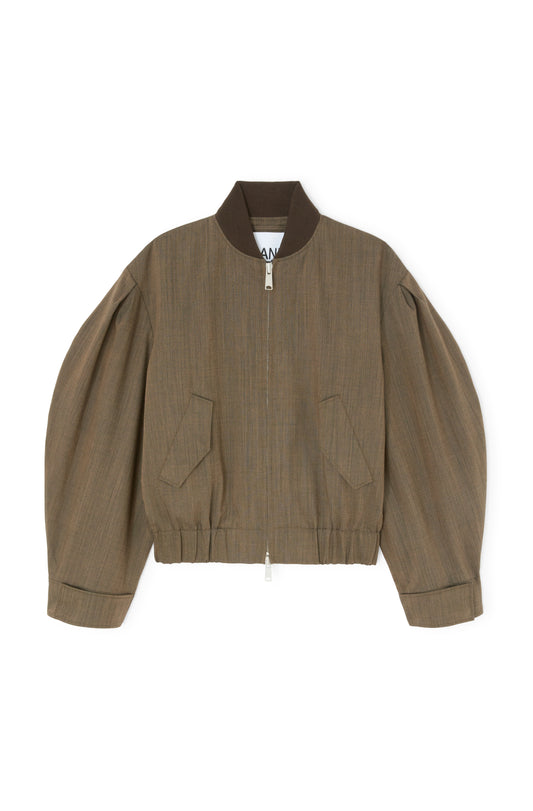Light Wool Melange Bomber Jacket
