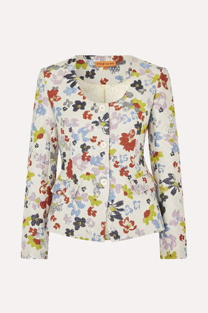 Scooped Neckline Tailored Jacket