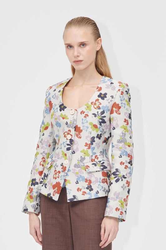 Scooped Neckline Tailored Jacket