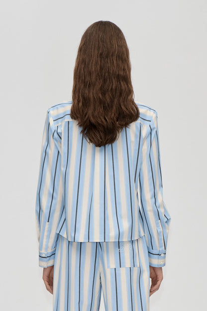 2529 Heavy Stripe Cotton, Sharp Hem Boxy Shirt