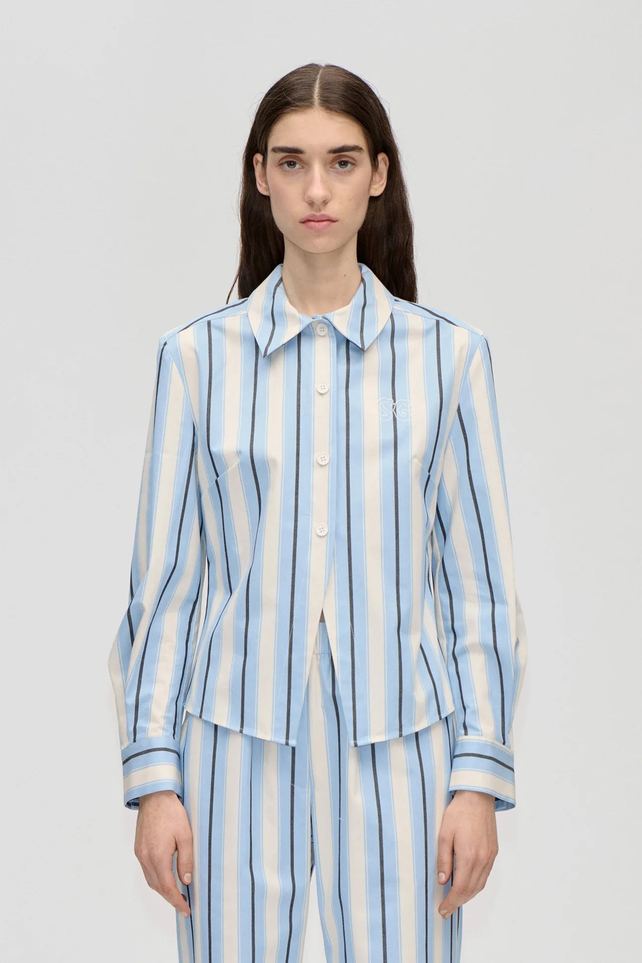 2529 Heavy Stripe Cotton, Sharp Hem Boxy Shirt