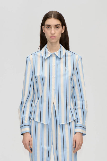 2529 Heavy Stripe Cotton, Sharp Hem Boxy Shirt