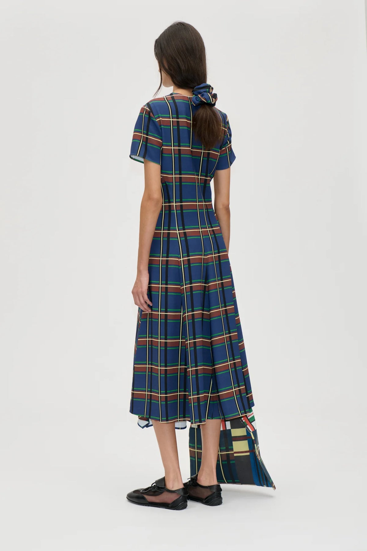 2591 Twill Cady, Short Sleeve Gathered Midi Dress