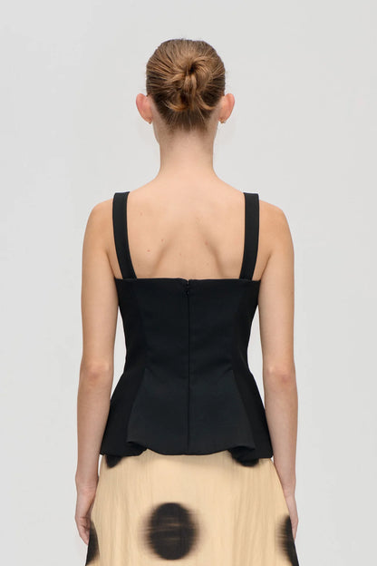 2330 Double Sided Crepe, Sleeveless Fitted Waist Top