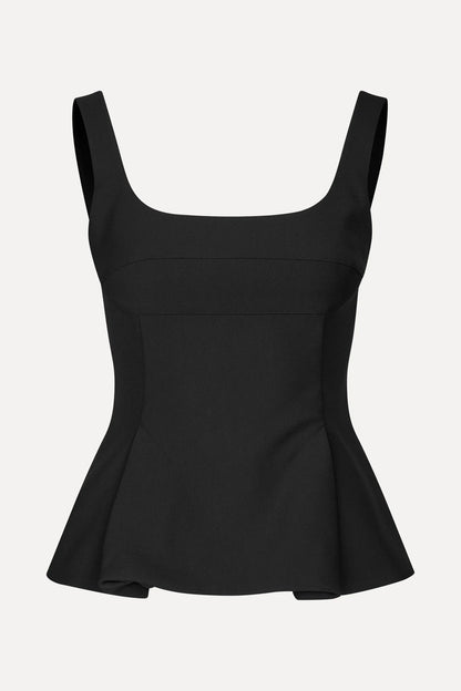 2330 Double Sided Crepe, Sleeveless Fitted Waist Top