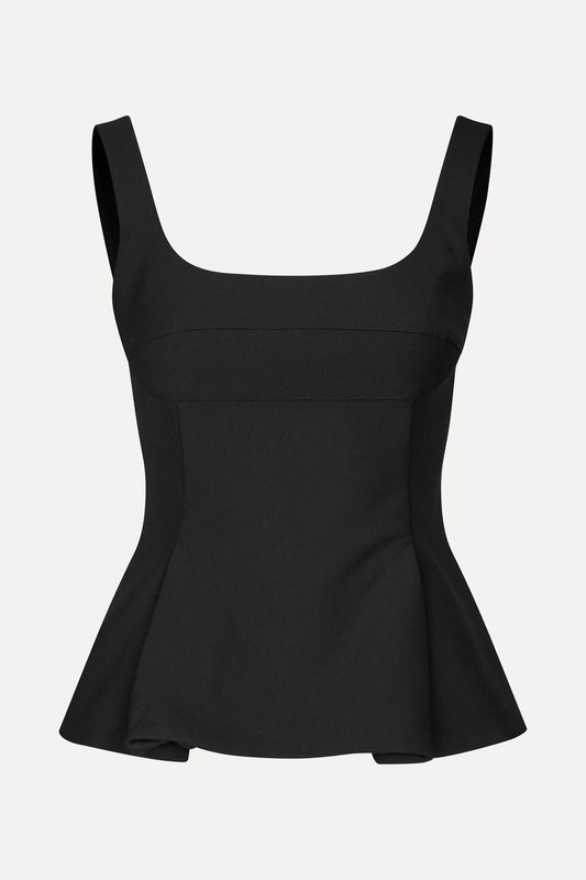 2330 Double Sided Crepe, Sleeveless Fitted Waist Top