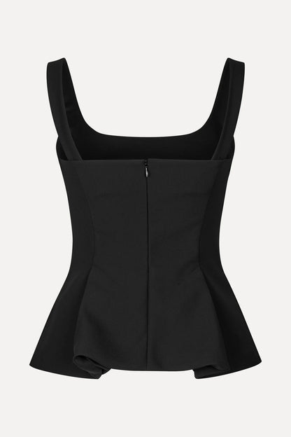 2330 Double Sided Crepe, Sleeveless Fitted Waist Top