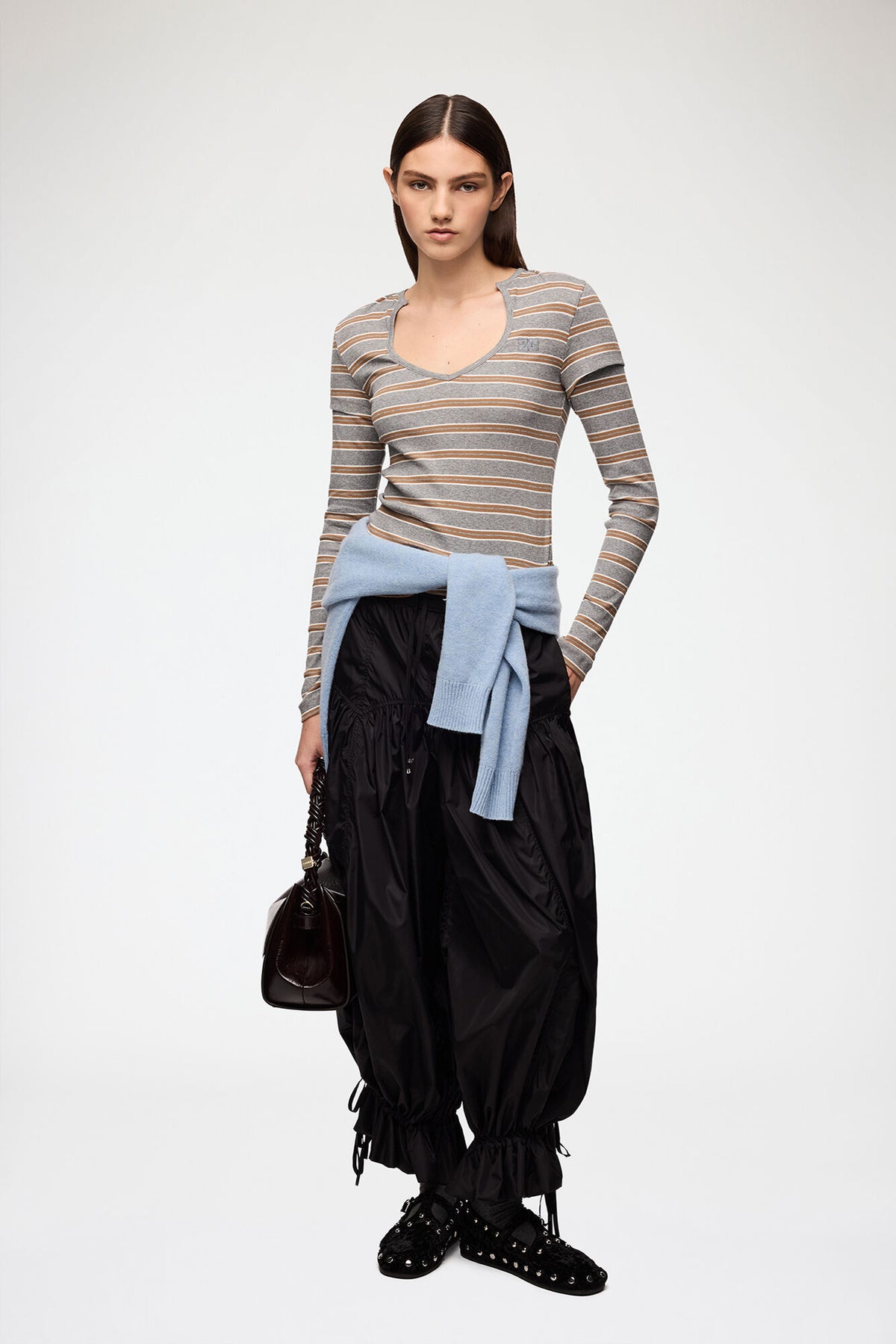Soft Cotton Ribb V neck Longsleve