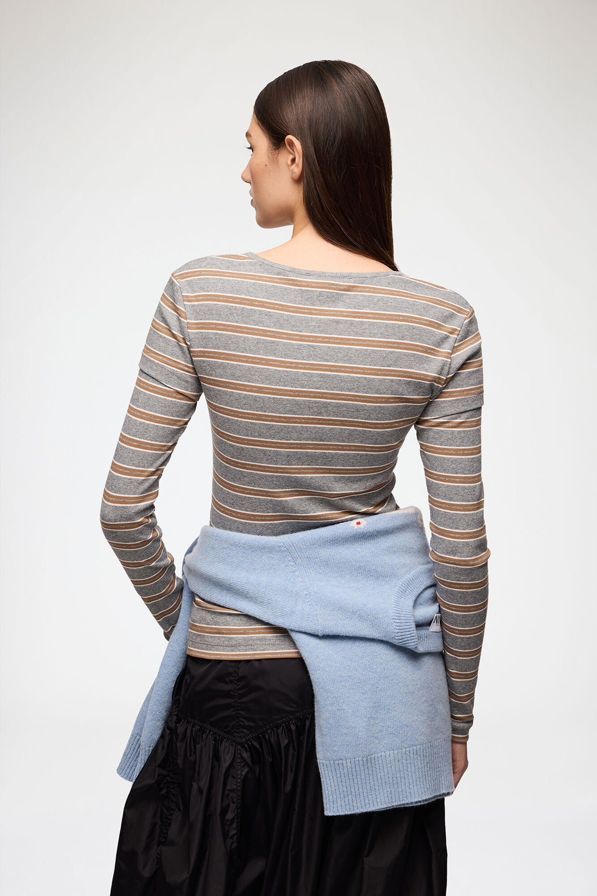 Soft Cotton Ribb V neck Longsleve