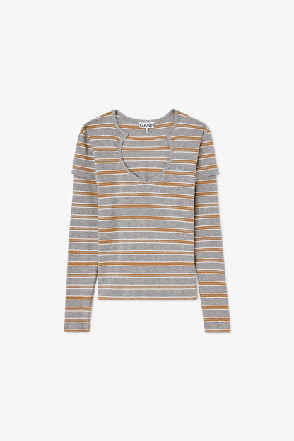 Soft Cotton Ribb V neck Longsleve