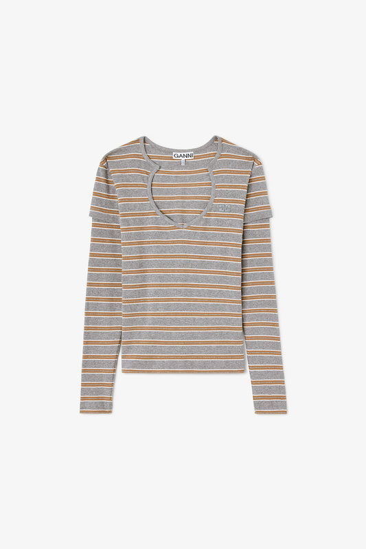 Soft Cotton Ribb V neck Longsleve