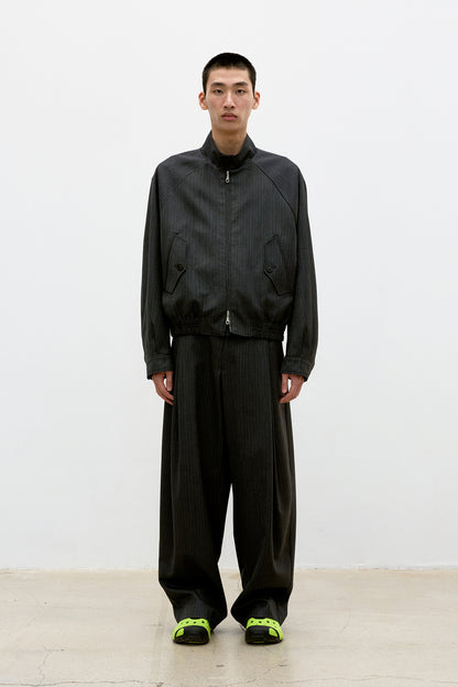 STRIPED WOOL HARRINGTON JACKET