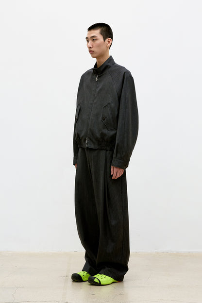 STRIPED WOOL HARRINGTON JACKET