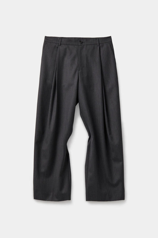 STRIPE WOOL PLEATED TROUSERS