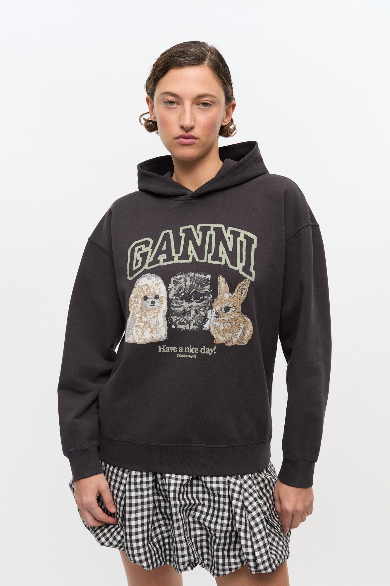 Isoli Oversize Animals Crop Hoodie