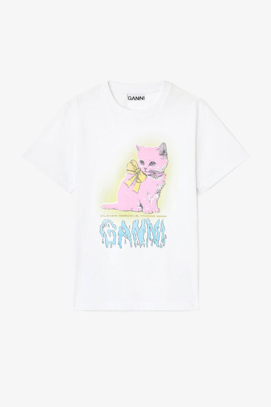Basic Cotton Jersey Neon Kitty T-shirt