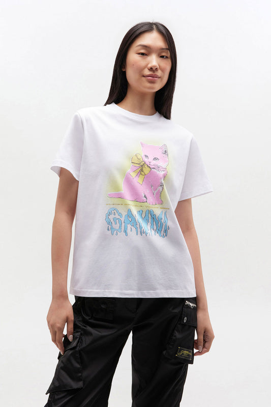 Basic Cotton Jersey Neon Kitty T-shirt