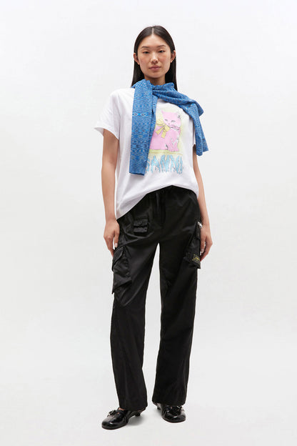 Basic Cotton Jersey Neon Kitty T-shirt