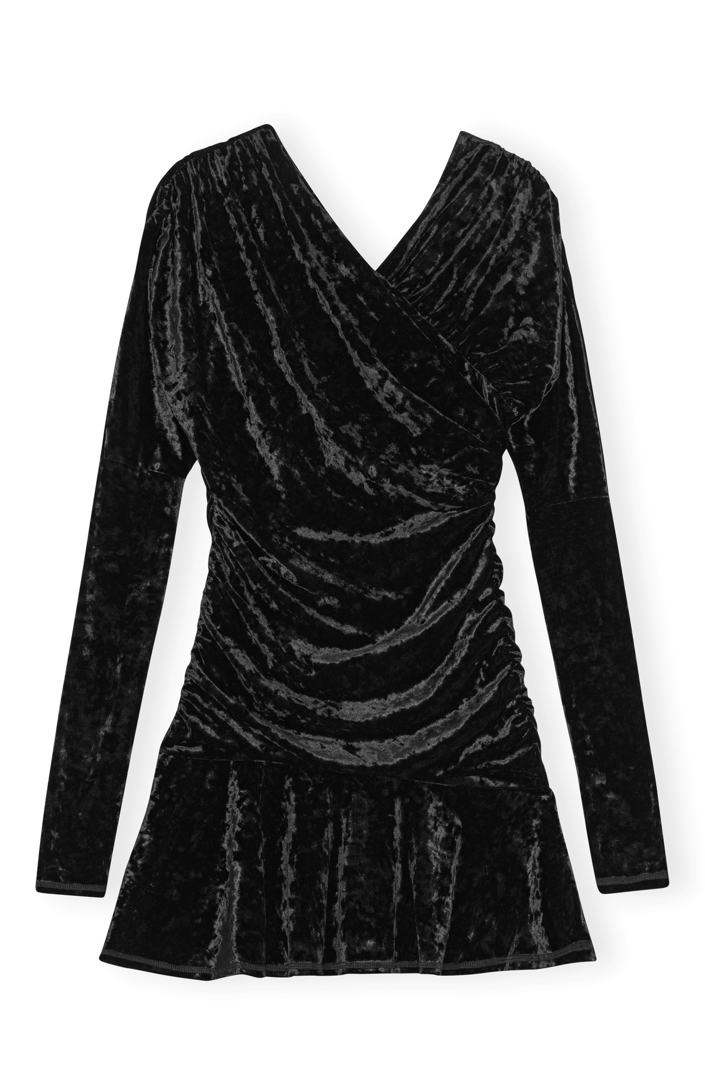 Velour Jersey Crossover Ruched Mini Dress