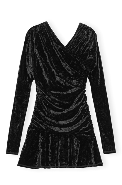 Velour Jersey Crossover Ruched Mini Dress