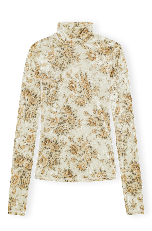 Printed Velour Jersey Turtleneck
