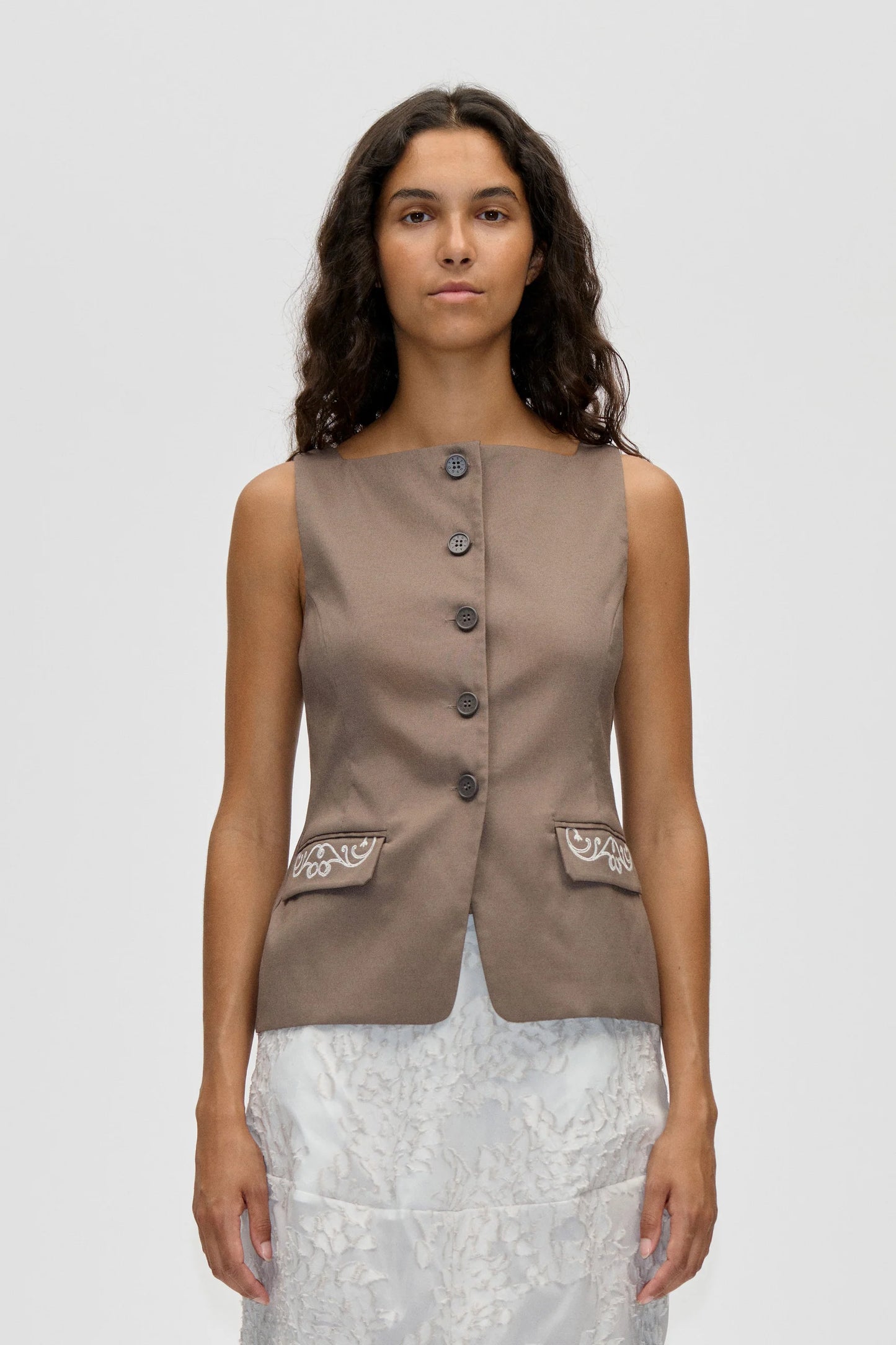 2492 Embroidered Canvas, Tailored Tank Vest