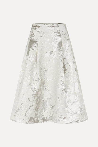 Metallic Woven jacquard, Voluminous Midi Skirt