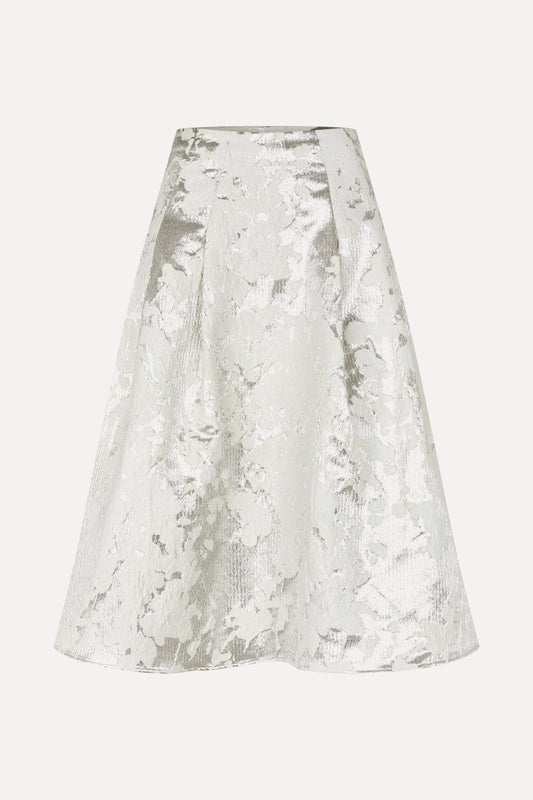Metallic Woven jacquard, Voluminous Midi Skirt